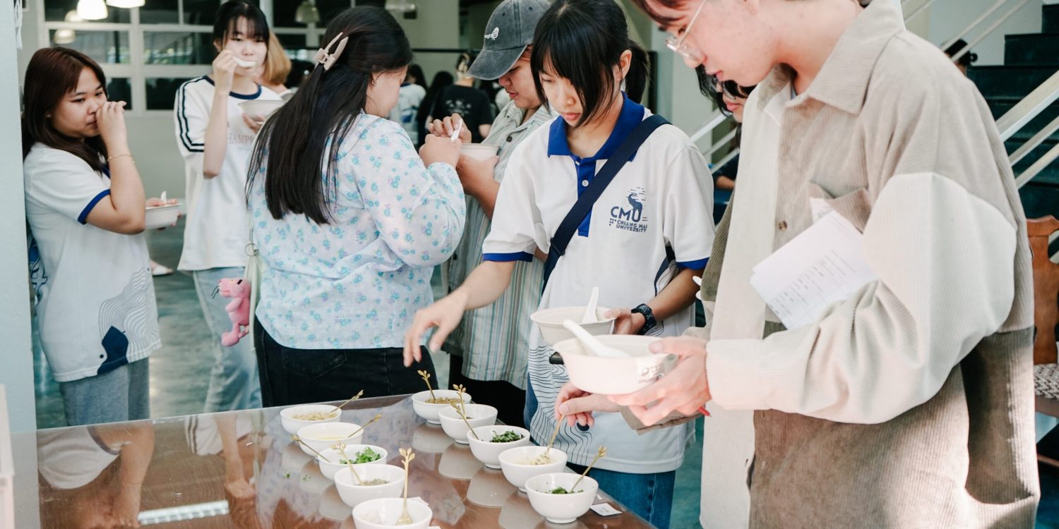 Participants getting a chance to make their own concoction of 'Khichdi' with spices to help them balance their elements.